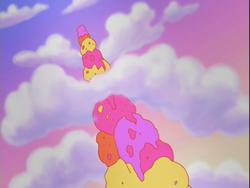 Size: 640x480 | Tagged: safe, screencap, friends are never far away, g3, cloud, cloudy, ice cream, ice cream mountain, leaning tower of ice cream, no pony
