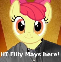 Size: 325x326 | Tagged: safe, edit, apple bloom, g4, as seen on tv, billy mays, cute, filly mays, hi billy mays here