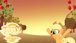 Size: 1920x1080 | Tagged: safe, artist:aurasparkfox, applejack, g4, apple, wallpaper