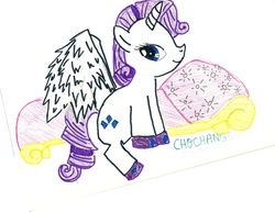 Size: 3300x2549 | Tagged: safe, artist:chochang55, rarity, alicorn, pony, g4, alicornified, race swap, raricorn, solo, wings