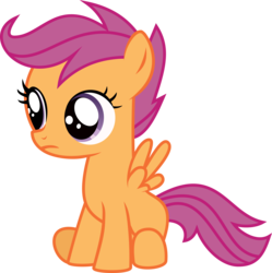Size: 7000x7027 | Tagged: safe, artist:kamyk962, scootaloo, pegasus, pony, g4, absurd resolution, blank flank, female, filly, foal, simple background, sitting, solo, spread wings, transparent background, vector, wings
