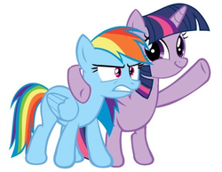 Size: 556x432 | Tagged: safe, rainbow dash, twilight sparkle, g4, exploitable, twiface, x x everywhere