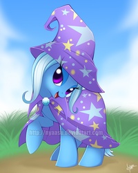 Size: 800x1000 | Tagged: safe, artist:nyaasu, trixie, pony, unicorn, g4, female, hat, mare, solo, trixie's cape, trixie's hat