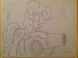 Size: 2592x1936 | Tagged: safe, artist:thebrokencog, pinkie pie, g4, party cannon, traditional art