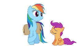 Size: 445x354 | Tagged: safe, artist:marminatoror, edit, rainbow dash, scootaloo, pegasus, pony, just for sidekicks, season 3, sleepless in ponyville, ^^, adventure in the comments, animated, boop, cute, cutealoo, daaaaaaaaaaaw, dashabetes, derail in the comments, duo, duo female, eyes closed, female, filly, folded wings, gif, grin, happy, hnnng, looking around, looking at someone, mare, multicolored hair, multicolored mane, multicolored tail, nose kiss, nose rub, nose wrinkle, nuzzling, purple eyes, rainbow hair, rainbow tail, saddle bag, scootalove, shifty eyes, simple background, sitting, smiling, standing, sweet dreams fuel, tail, transparent background, tsunderainbow, tsundere, upvote event horizon, weapons-grade cute, wholesome, wings