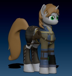 Size: 814x857 | Tagged: safe, artist:harikon, oc, oc only, oc:littlepip, pony, unicorn, fallout equestria, 3d, 3d model, cg, clothes, fanfic, fanfic art, female, jumpsuit, mare, pipbuck, solo, vault suit, zbrush 4r5