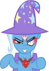 Size: 4120x6000 | Tagged: dead source, safe, artist:dcencia, trixie, pony, unicorn, g4, magic duel, absurd resolution, alicorn amulet, cape, clothes, female, hat, melvin ishtar, parody, simple background, solo, transparent background, trixie's cape, trixie's hat, vector, yu-gi-oh!