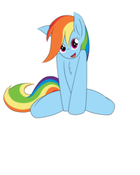 Size: 4000x5000 | Tagged: safe, artist:silverfox057, rainbow dash, g4, :d, chest fluff, front view, full body, happy, looking at you, open mouth, open smile, simple background, sitting, smiling, solo, transparent background