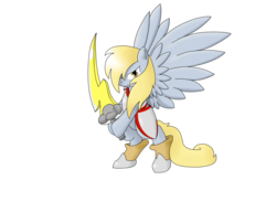 Size: 2337x1700 | Tagged: safe, artist:silverfox057, derpy hooves, pegasus, pony, g4, female, mare, sword