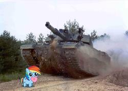 Size: 2048x1457 | Tagged: safe, rainbow dash, g4, challenger 2, filly, irl, photo, ponies in real life, tank (vehicle)