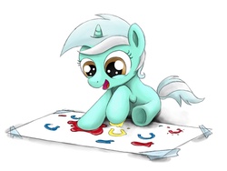 Size: 1014x762 | Tagged: dead source, safe, artist:xioade, lyra heartstrings, pony, unicorn, g4, female, filly, filly lyra, hoof painting, solo