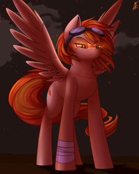 Size: 2000x2500 | Tagged: dead source, safe, artist:spittfireart, spitfire, pony, g4, bandage, female, glowing eyes, solo