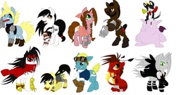 Size: 1872x1008 | Tagged: safe, artist:thepioden, moogle, aerith gainsborough, barret wallace, blank flank, cait sith, cid highwind, cloud strife, final fantasy, final fantasy vii, ponified, red xiii, sephiroth, tifa lockhart, vincent valentine, yuffie kisaragi