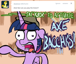 Size: 650x550 | Tagged: safe, artist:flavinbagel, twilight sparkle, alicorn, pony, ask gamer ponies, g4, ask, female, jontron, kinect, kinect star wars, mare, tumblr, twilight sparkle (alicorn)