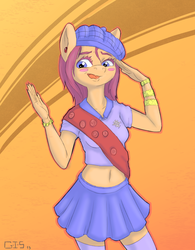 Size: 800x1024 | Tagged: safe, artist:gela-g-i-s-gela, scootaloo, anthro, g4, belly button, clothes, scout