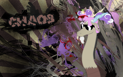 Size: 1315x822 | Tagged: safe, artist:epicspace, discord, screwball, g4, chaos, sunglasses, swag, wallpaper