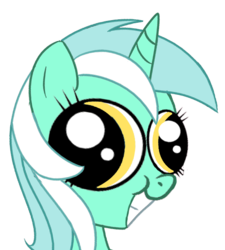 Size: 525x583 | Tagged: safe, lyra heartstrings, pony, unicorn, g4, derp, female, grin, hey you, meme, simple background, smiling, solo, special eyes, transparent background