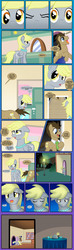 Size: 1100x3701 | Tagged: safe, artist:edowaado, derpy hooves, doctor whooves, time turner, earth pony, pegasus, pony, comic:spending time, g4, comic, dinner, female, male, mare, ship:doctorderpy, shipping, stallion