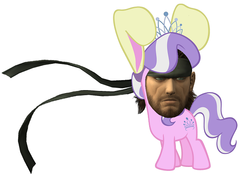 Size: 600x417 | Tagged: safe, diamond tiara, original species, human head pony, g4, ambiguous gender, konami, metal gear, solid snake, solo