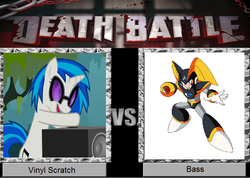 Size: 981x700 | Tagged: safe, dj pon-3, vinyl scratch, g4, bass (megaman), death battle, mega man (series)