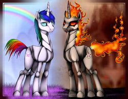 Size: 775x600 | Tagged: safe, artist:pocki07, robot, blind guardian, cutie mark, erasure, rainbow, robot unicorn attack