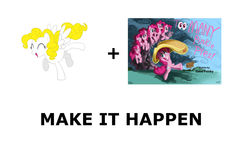 Size: 1337x796 | Tagged: safe, pinkie pie, surprise, g1, g4, my little pony: friendship is magic, too many pinkie pies, exploitable meme, g1 to g4, generation leap, make it happen