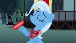 Size: 1920x1080 | Tagged: safe, screencap, trixie, pony, unicorn, g4, magic duel, alicorn amulet, file, hooficure, magic, nail file, solo, telekinesis