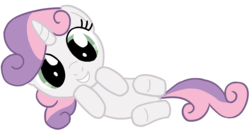 Size: 2340x1300 | Tagged: safe, artist:transparentpony, sweetie belle, pony, unicorn, g4, female, filly, foal, horn, lying down, on side, simple background, solo, transparent background, vector