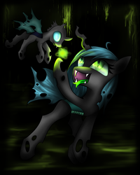 Size: 800x1000 | Tagged: safe, artist:kairaanix, queen chrysalis, changeling, changeling queen, nymph, g4, cute, cutealis, female