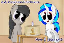 Size: 1500x1000 | Tagged: safe, artist:abaddon41, dj pon-3, octavia melody, vinyl scratch, ask vinyl and octavia, g4, ask, tumblr