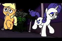 Size: 960x640 | Tagged: safe, applejack, rarity, smarty pants, rainbow dash presents, g4, a haunting nightmare