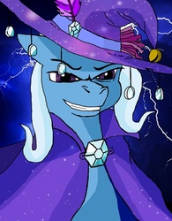Size: 623x800 | Tagged: dead source, safe, artist:owlor, trixie, g4, electrixie, grin, lightning, smiling