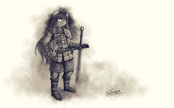 Size: 1131x707 | Tagged: safe, artist:fore-trekker, anthro, armor, dawnguard, ponified, skyrim, solo, the elder scrolls