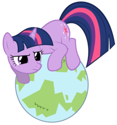 Size: 4981x5313 | Tagged: dead source, safe, artist:dentist73548, twilight sparkle, pony, unicorn, g4, secret of my excess, absurd resolution, crouching, cute, female, frown, glare, globe, mare, planet, simple background, solo, tangible heavenly object, transparent background, twilight cat, unicorn twilight, vector