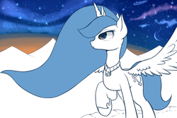 Size: 1200x800 | Tagged: safe, artist:eshredder, princess luna, pony, g4, aurora borealis, female, solo, stars