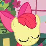 Size: 160x160 | Tagged: safe, screencap, apple bloom, call of the cutie, g4, adorabloom, animated, blushing, cropped, cute, faic, female, lip bite, pouting, sad