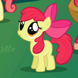 Size: 160x160 | Tagged: safe, screencap, apple bloom, big macintosh, friendship is magic, g4, adorabloom, animated, apple bloom's bow, blinking, bow, cropped, cute, frown, hair bow, puppy dog eyes