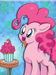 Size: 2550x3371 | Tagged: dead source, safe, artist:burnt-sprinkles, pinkie pie, earth pony, pony, g4, cupcake, drool, food