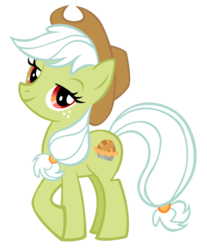 Size: 1496x1810 | Tagged: safe, artist:durpy, color edit, applejack, granny smith, earth pony, pony, g4, female, simple background, solo, transparent background, vector, young granny smith