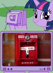 Size: 563x771 | Tagged: safe, twilight sparkle, g4, alicorn drama, exploitable meme, ruined forever, tv meme, twiface