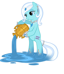 Size: 776x900 | Tagged: safe, artist:dorenji, aquarius (g4), earth pony, pony, g4, aquarius, bipedal, ear piercing, earring, female, hoof hold, hoof shoes, jewelry, jug, mare, piercing, ponyscopes, pouring, simple background, solo, transparent background, water, zodiac