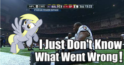 Size: 630x330 | Tagged: safe, derpy hooves, pegasus, pony, g4, baltimore ravens, female, image macro, mare, san francisco 49ers, super bowl, super bowl xlvii