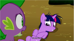 Size: 643x355 | Tagged: safe, screencap, spike, twilight sparkle, g4, lesson zero, context is for the weak, do not want, female, male, out of context, ship:twispike, shipping, straight, youtube caption