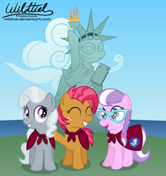 Size: 3660x3880 | Tagged: safe, artist:wildtiel, babs seed, oc, oc:diamond spoon, oc:silver tiara, g4, cmc manehatten, glasses