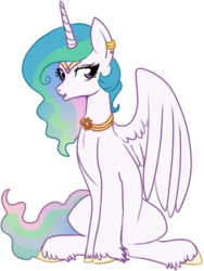 Size: 291x388 | Tagged: safe, artist:lulubell, princess celestia, pony, g4, alternate hairstyle, eyeshadow, female, jewelry, lidded eyes, makeup, mare, necklace, simple background, sitting, solo, transparent background, unshorn fetlocks, younger