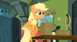 Size: 848x471 | Tagged: safe, screencap, applejack, apple family reunion, g4, youtube caption