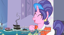 Size: 848x471 | Tagged: safe, screencap, cookie crumbles, pony, unicorn, g4, sisterhooves social, burnt juice, female, horn, mare, youtube caption