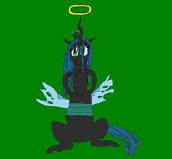 Size: 900x835 | Tagged: safe, artist:red-supernova64, queen chrysalis, changeling, changeling queen, g4, cute, cutealis, female, halo, solo