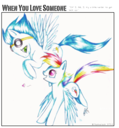 Size: 900x961 | Tagged: safe, artist:cloudseviin, rainbow dash, soarin', g4, ship:soarindash, shipping