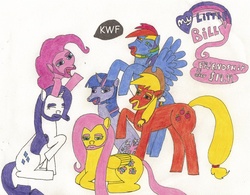 Size: 1000x778 | Tagged: safe, applejack, fluttershy, pinkie pie, rainbow dash, rarity, twilight sparkle, g4, billy mays, mane six